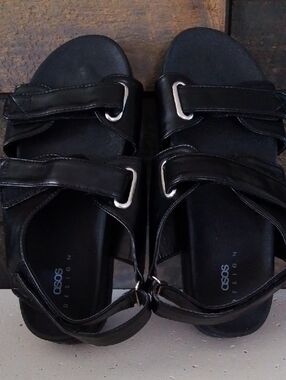 ASOS Black Double-Strap Buckle Sandals